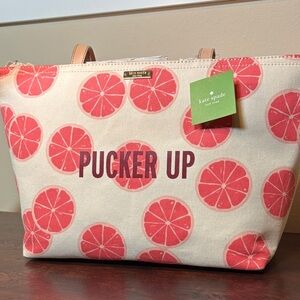 Kate Spade Flights of Fancy “Pucker Up” Grapefruit Tote NWT